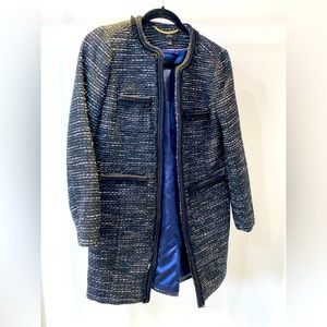 J Crew Black & White Tweed Trim Jacket